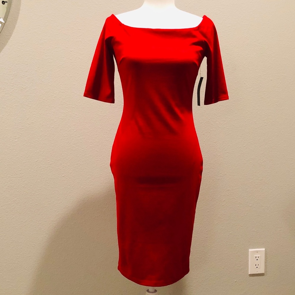 RED OFF-THE-SHOULDER DRESS